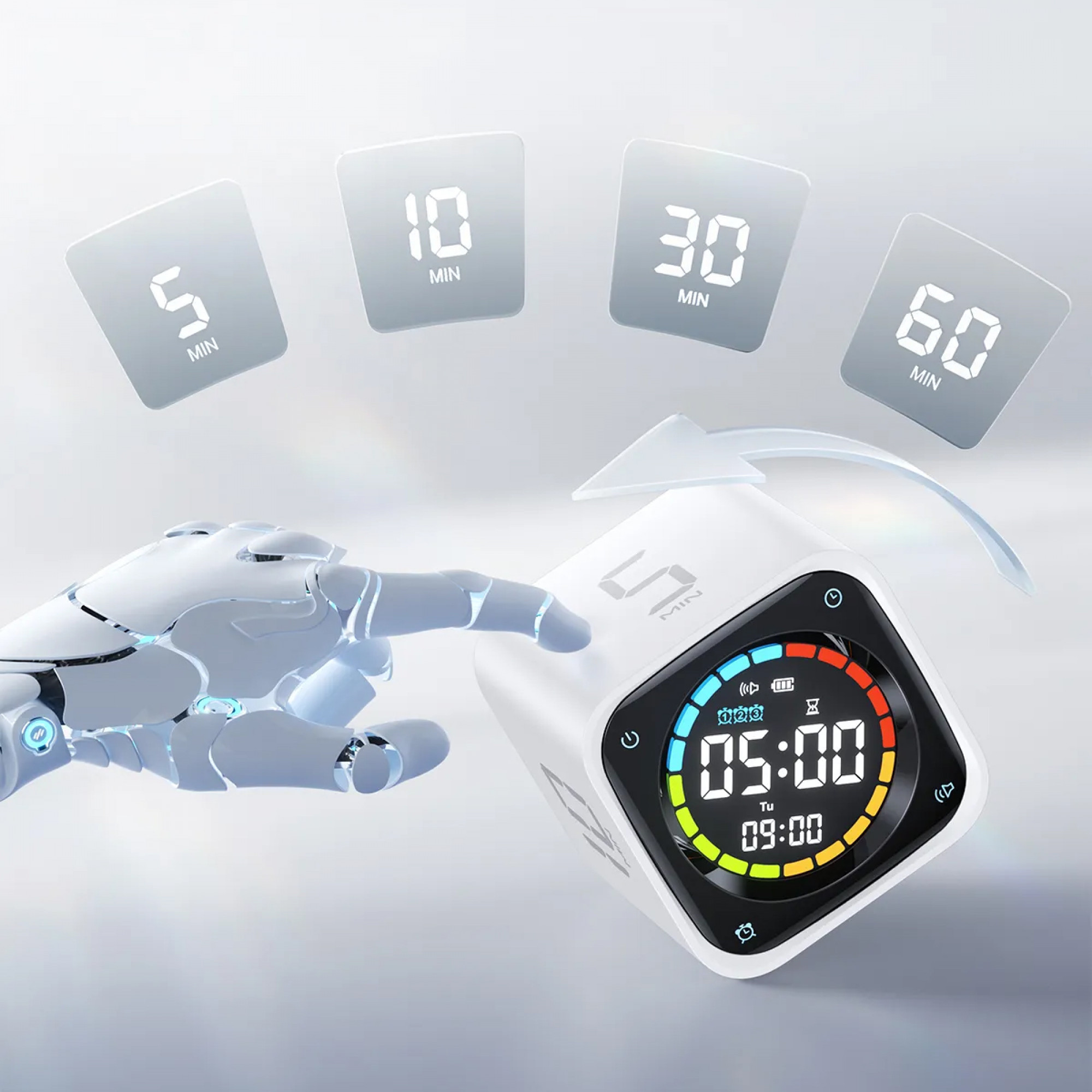 Смарт-таймер Ticktime TK3 Pomodoro Timer Cube, Productivity Timer White